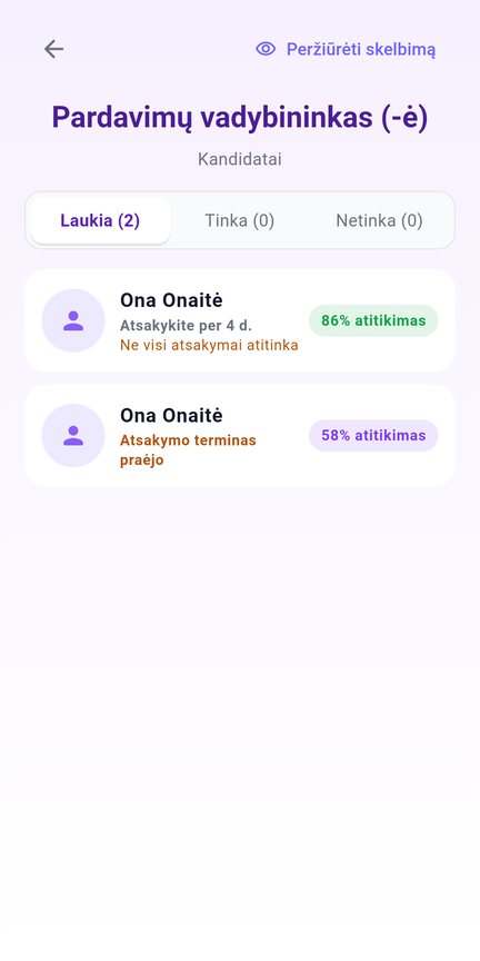 Kandidatų sąrašas darbdaviui